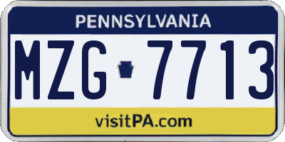 PA license plate MZG7713