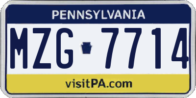 PA license plate MZG7714