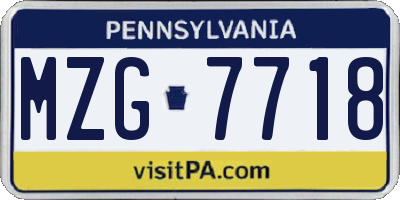 PA license plate MZG7718
