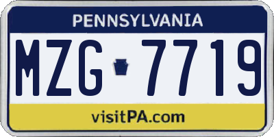 PA license plate MZG7719