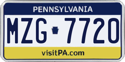 PA license plate MZG7720