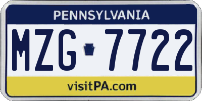 PA license plate MZG7722