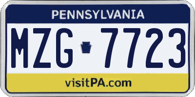 PA license plate MZG7723