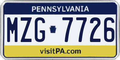 PA license plate MZG7726