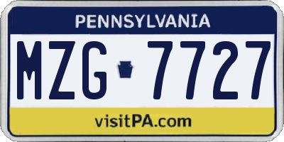 PA license plate MZG7727