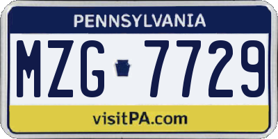 PA license plate MZG7729