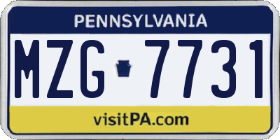 PA license plate MZG7731