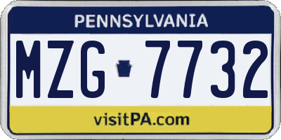 PA license plate MZG7732