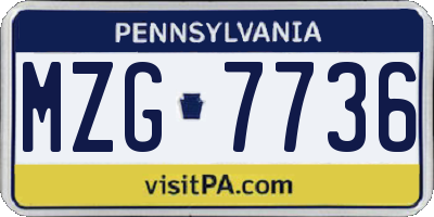PA license plate MZG7736