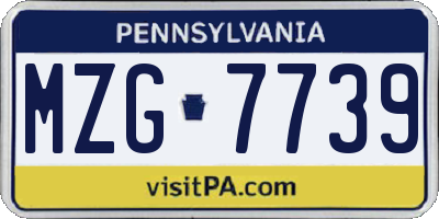 PA license plate MZG7739