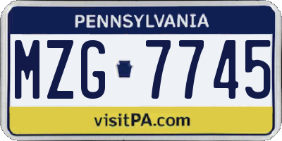 PA license plate MZG7745