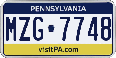 PA license plate MZG7748