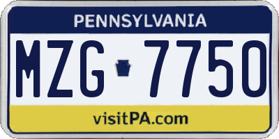 PA license plate MZG7750