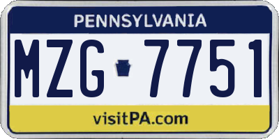 PA license plate MZG7751