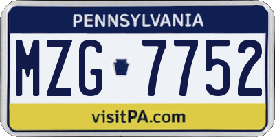 PA license plate MZG7752
