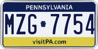 PA license plate MZG7754