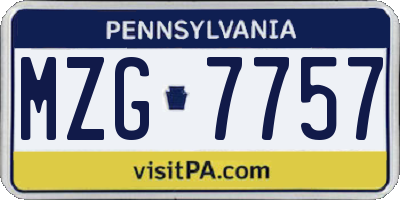 PA license plate MZG7757