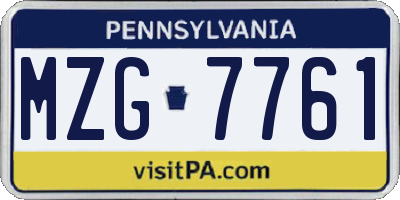 PA license plate MZG7761