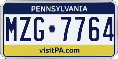 PA license plate MZG7764