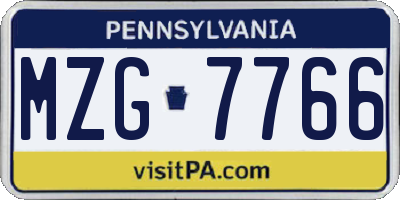 PA license plate MZG7766