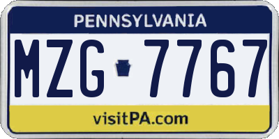 PA license plate MZG7767