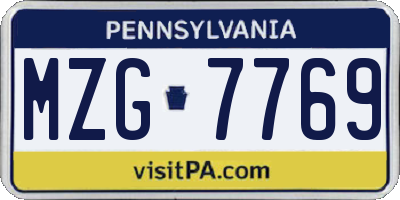 PA license plate MZG7769