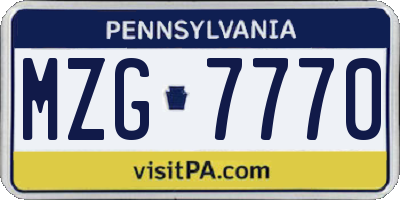 PA license plate MZG7770
