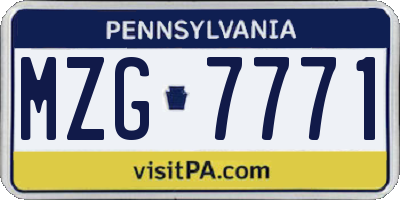 PA license plate MZG7771