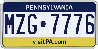 PA license plate MZG7776