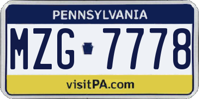 PA license plate MZG7778