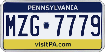 PA license plate MZG7779