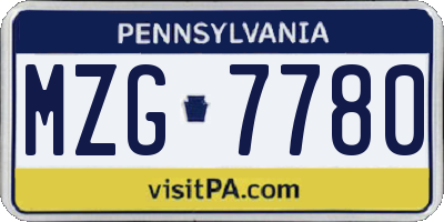 PA license plate MZG7780
