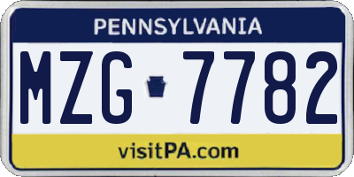 PA license plate MZG7782