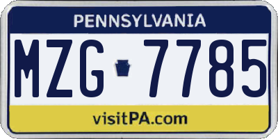 PA license plate MZG7785