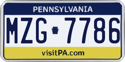 PA license plate MZG7786