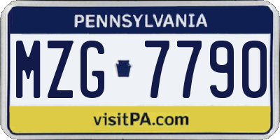 PA license plate MZG7790