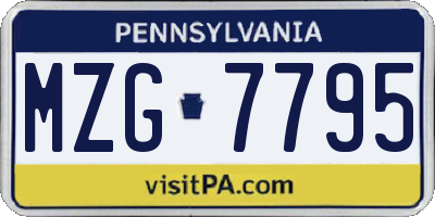 PA license plate MZG7795