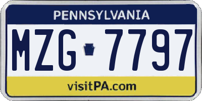 PA license plate MZG7797