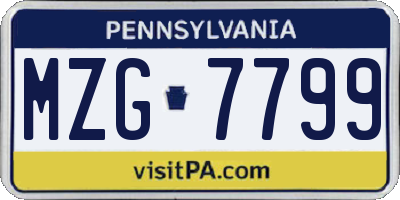 PA license plate MZG7799
