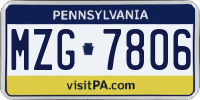 PA license plate MZG7806