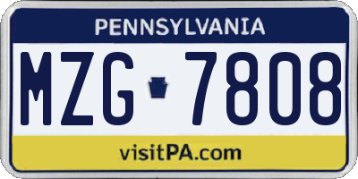 PA license plate MZG7808