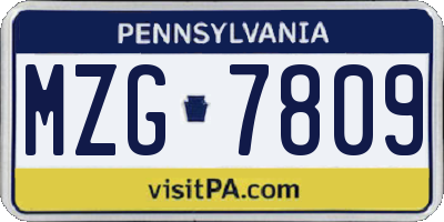 PA license plate MZG7809