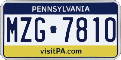 PA license plate MZG7810
