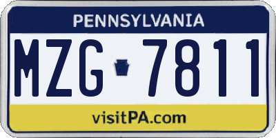 PA license plate MZG7811