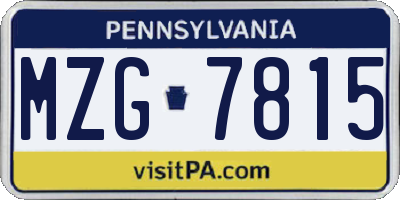 PA license plate MZG7815