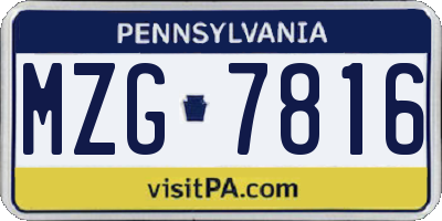 PA license plate MZG7816