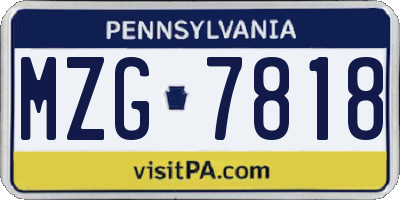 PA license plate MZG7818