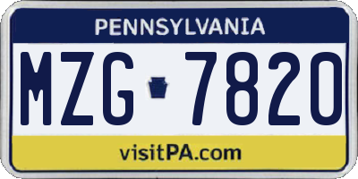 PA license plate MZG7820