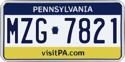 PA license plate MZG7821