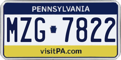 PA license plate MZG7822